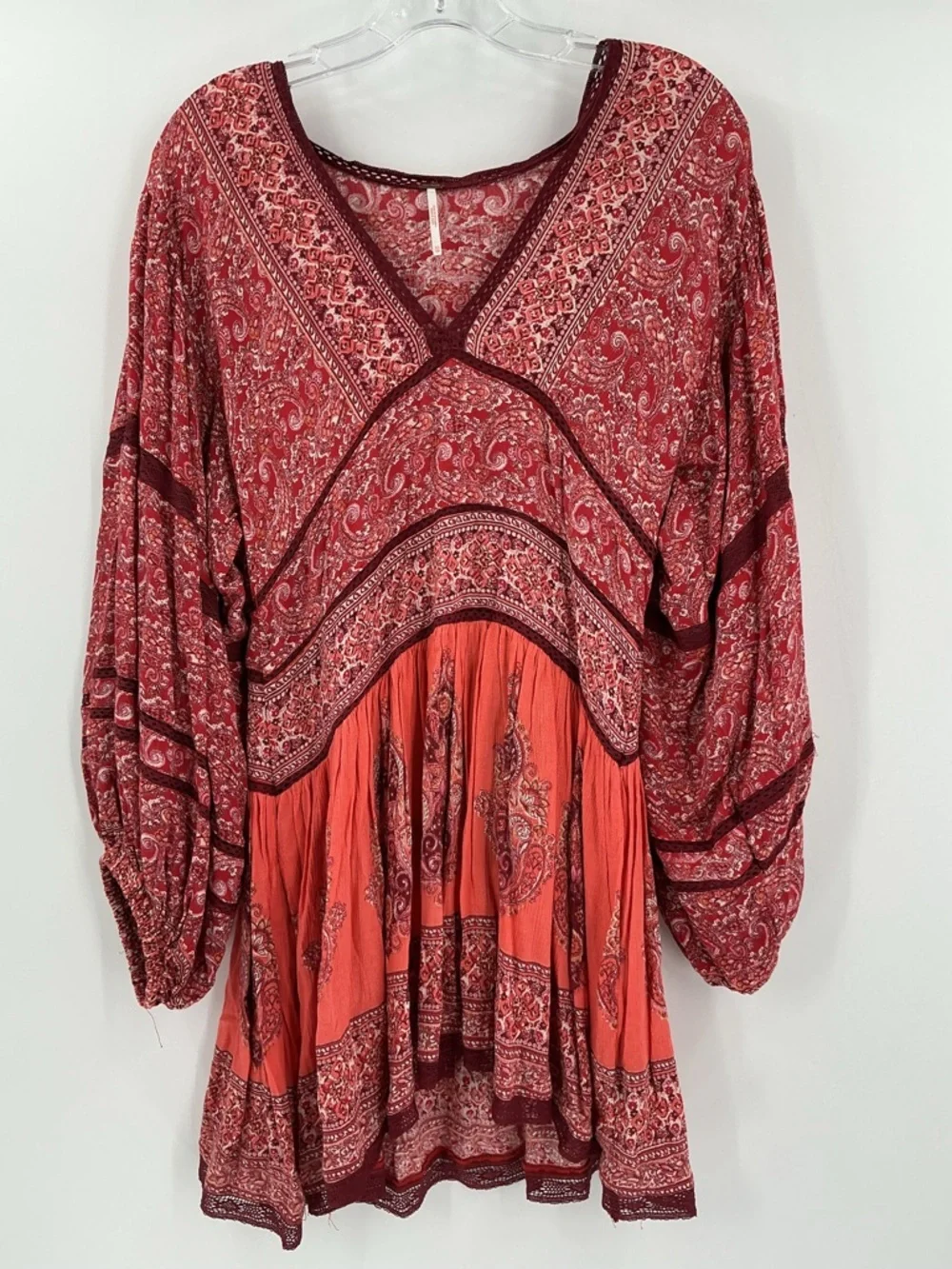Free People Luna Scarf Print Tunic in red. - Picture 7 of 9